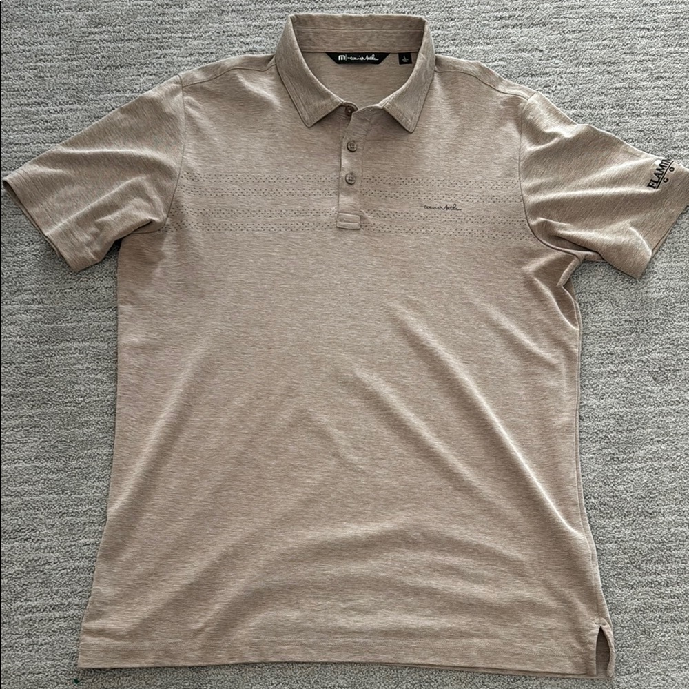 Travis Mathew Men's Tan Polo Shirt Sz L